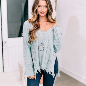 Free People Ocean Drive Distressed Sweater - WHITE